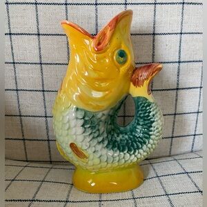 Vintage Neto & Gomes (?) Fish Planter Gurgle Pitcher /Vase